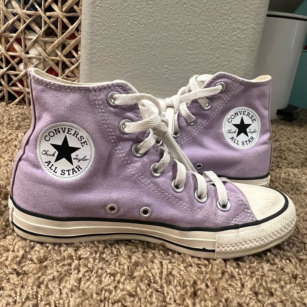 Custom Made Light Purple High Top Converse - Size 6.5